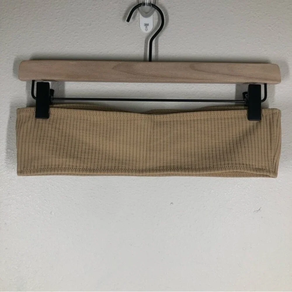 Triangl Swimwear Daria Ribbed Tan Bandeau Bikini Top Small